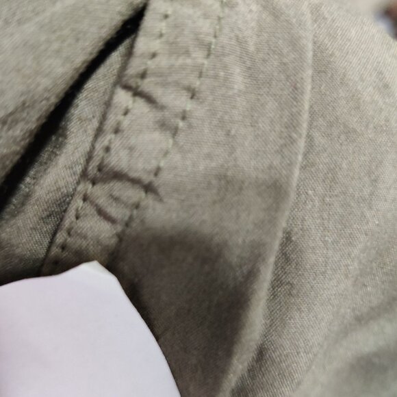 H&M Olive High Waist Paperbag Pants Relaxed Tapered Pleated Street Style Work - Picture 8 of 8